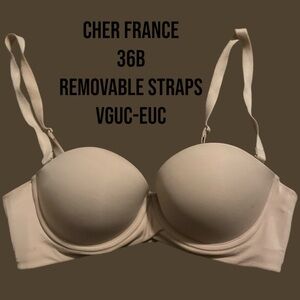 Cher France Tan Push-Up Bra with removable straps 36B